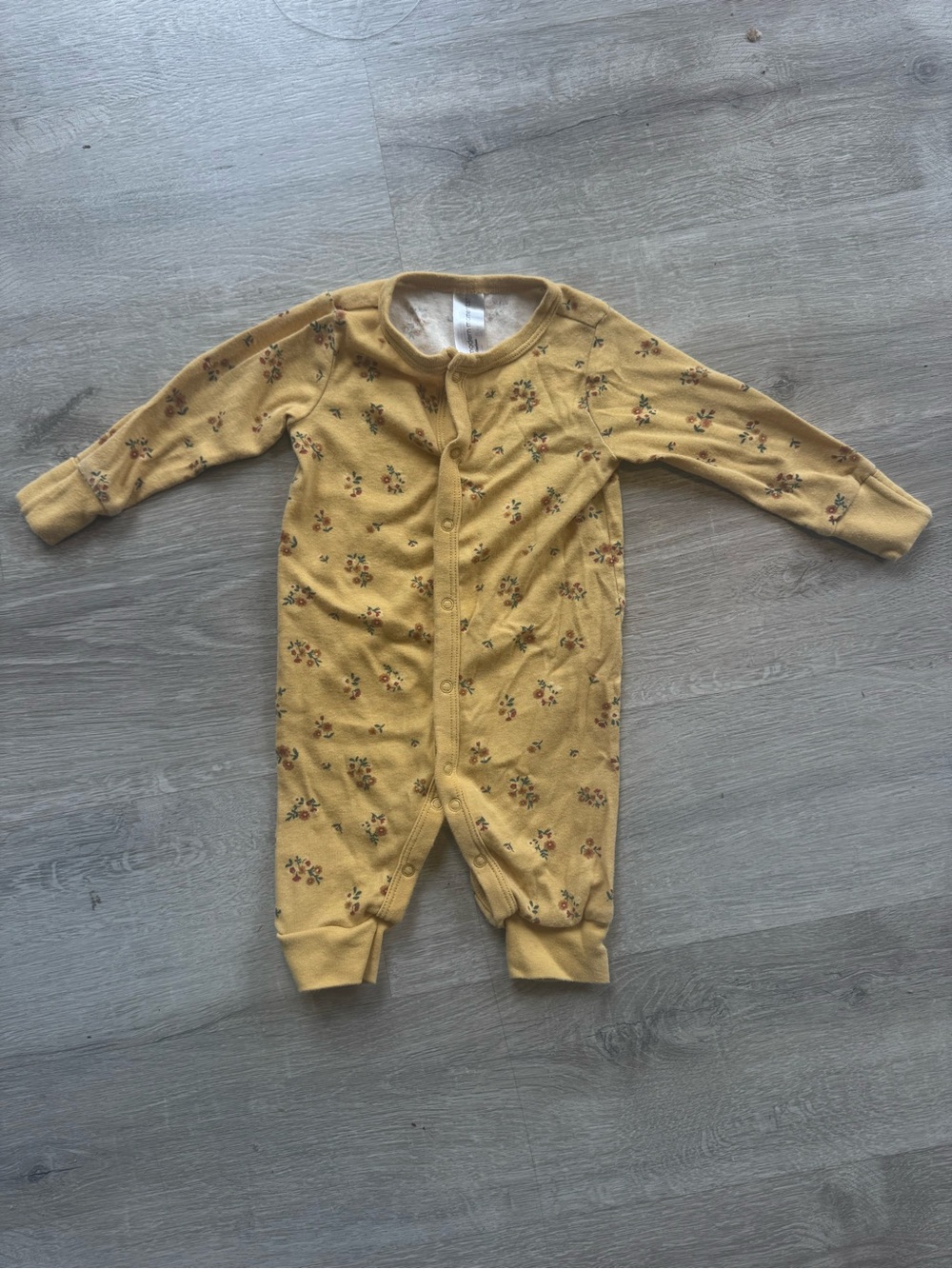 Yellow Floral Baby One-Piece Bodysuit with Snap Front